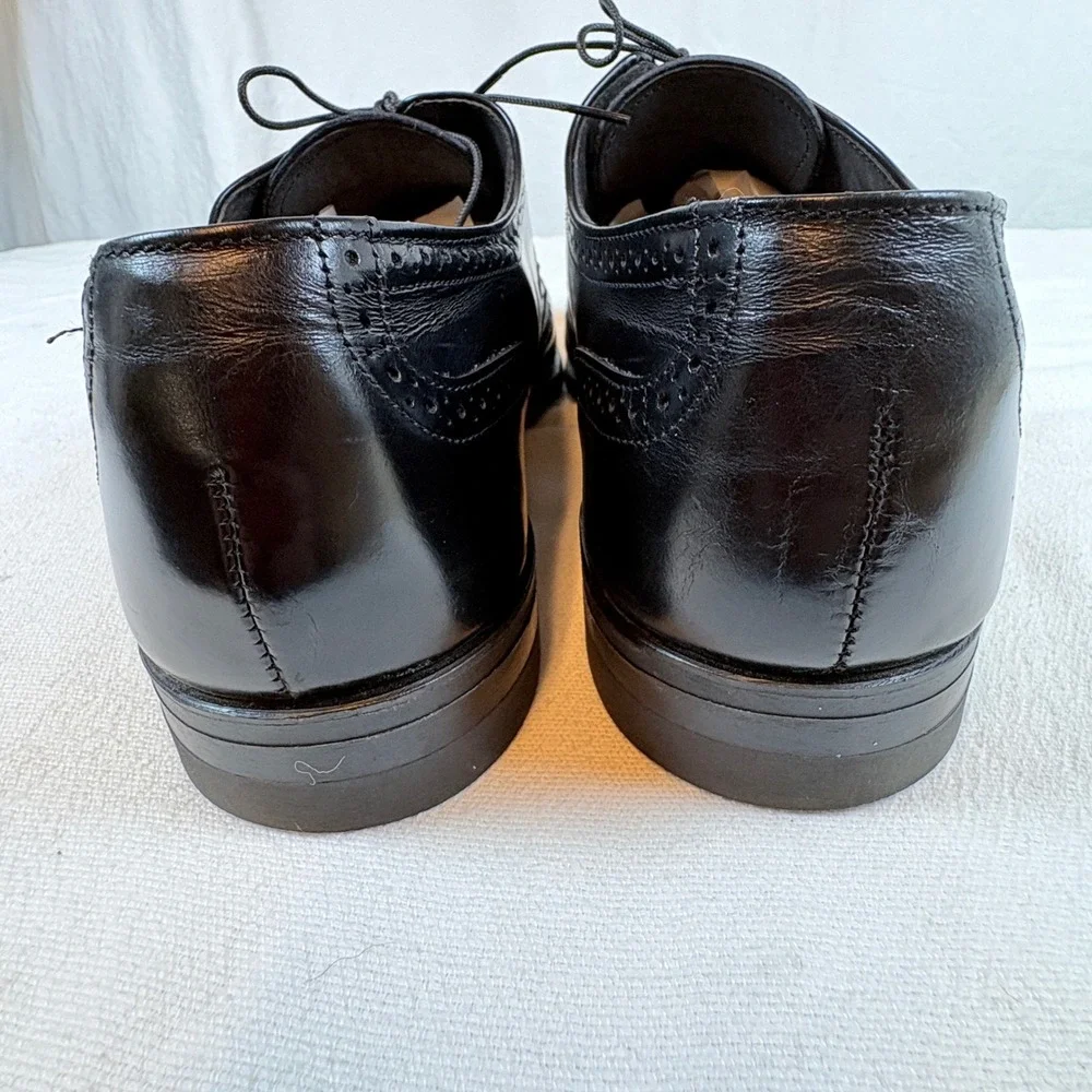 Vtg Iron Age Bostonian Men 11.5 M Black Leather Wingtip Safety Toe Shoes USA